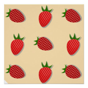 Strawberry pattern for fruit summertime good vibes poster