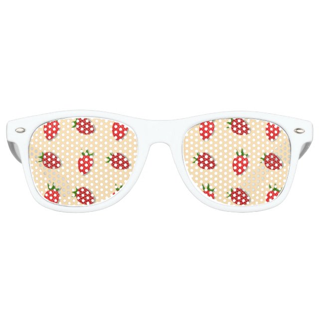 Strawberry pattern for fruit summertime good vibes retro sunglasses (Front)