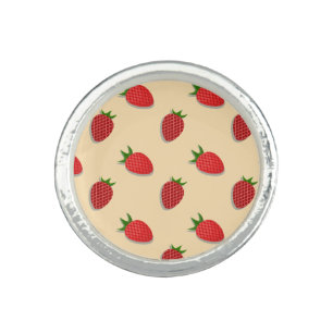 Strawberry pattern for fruit summertime good vibes ring