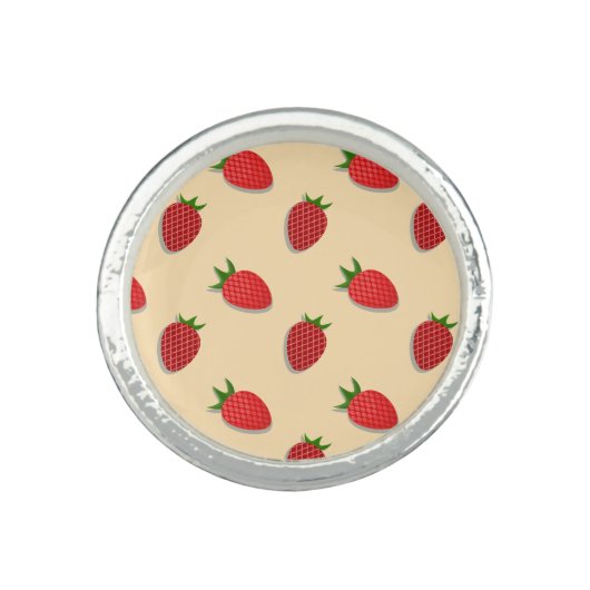 Strawberry pattern for fruit summertime good vibes ring (Front)