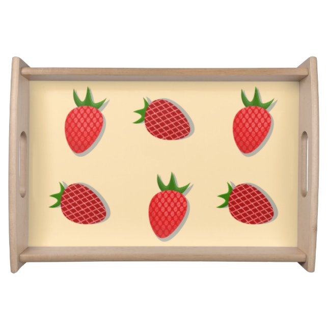 Strawberry pattern for fruit summertime good vibes serving tray (Front)