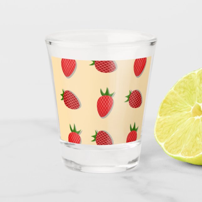 Strawberry pattern for fruit summertime good vibes shot glass (Front)