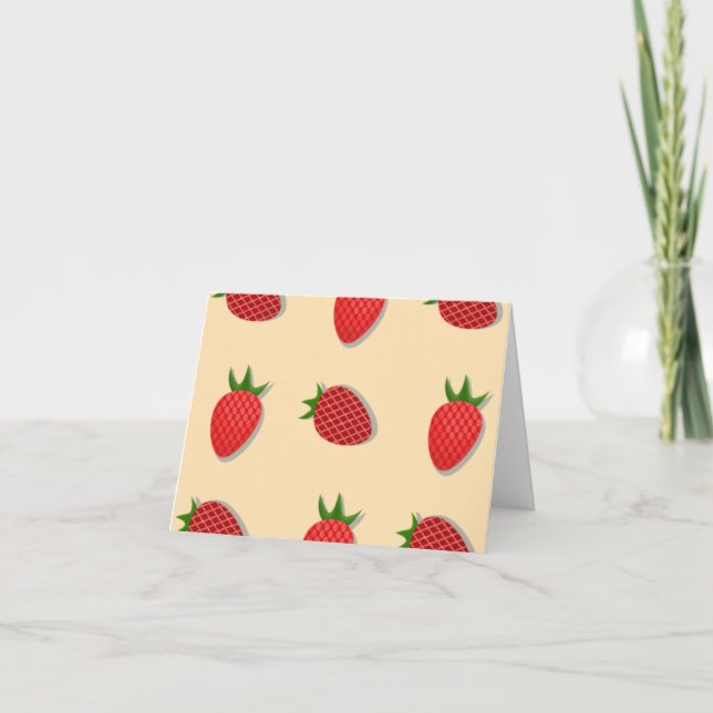 Strawberry pattern for fruit summertime good vibes thank you card (Front)