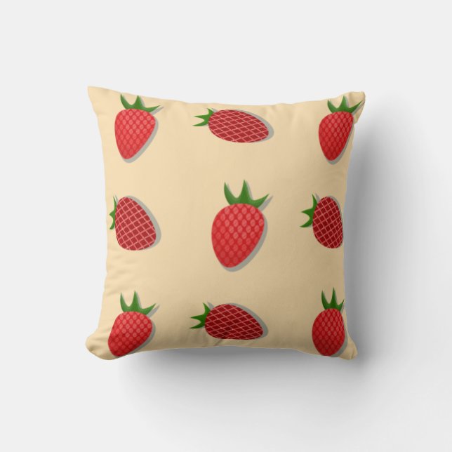 Strawberry pattern for fruit summertime good vibes throw pillow (Front)