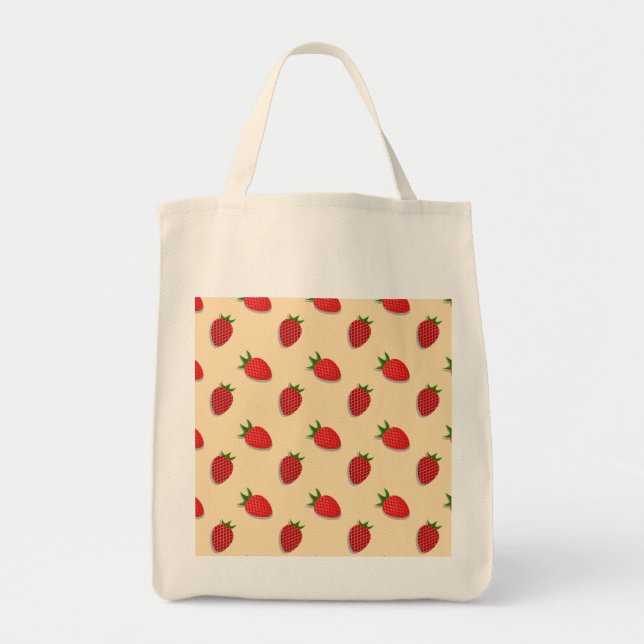 Strawberry pattern for fruit summertime good vibes tote bag (Front)