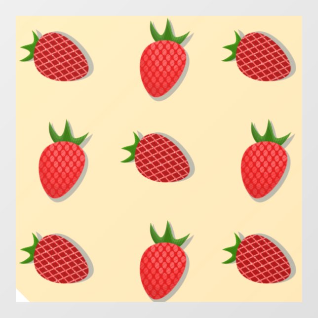 Strawberry pattern for fruit summertime good vibes window cling (Sheet)