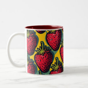 Strawberry Pattern Fruitarian Berry Strawberries F Two-Tone Coffee Mug