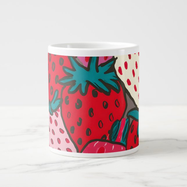Strawberry Pattern Giant Coffee Mug (Front)