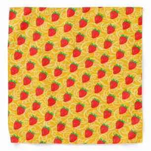 Strawberry Pattern Girly Pretty Kawaï Cute Yellow Bandana