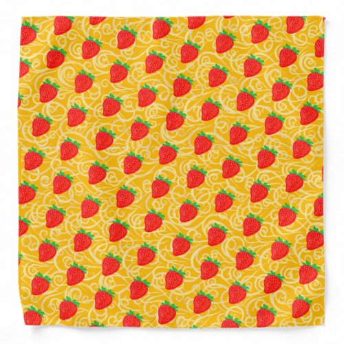 Strawberry Pattern Girly Pretty Kawa Cute Yellow  Bandana