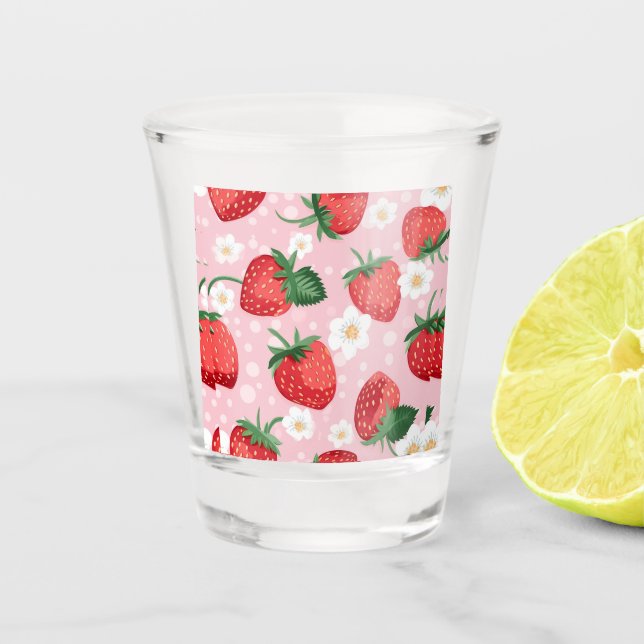 Strawberry Pattern Glass Cup (Front)