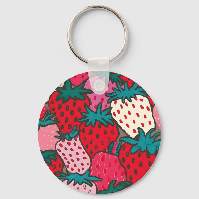 Strawberry Pattern Keychain (Front)