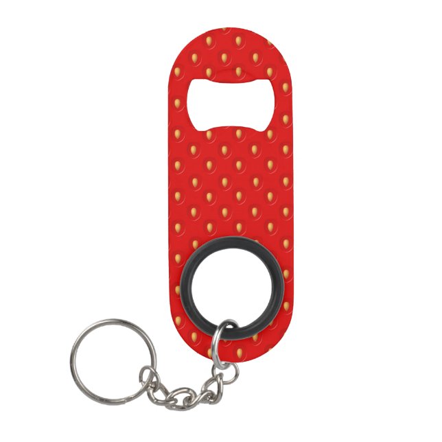 Strawberry Pattern Keychain Bottle Opener (Front)
