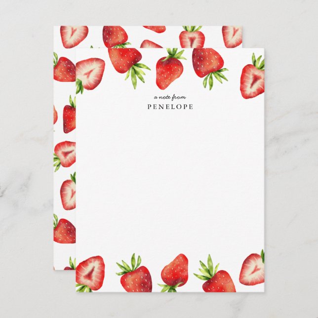 Strawberry Pattern Kids Note Card (Front/Back)