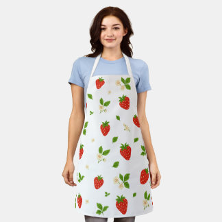 Strawberry Pattern Kitchen Apron