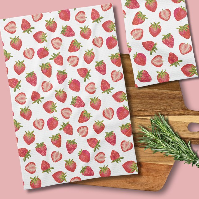 Strawberry Pattern Kitchen Towel (Strawberry Pattern Kitchen Tea Towel)