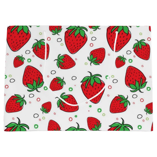 Strawberry pattern large gift bag (Front)