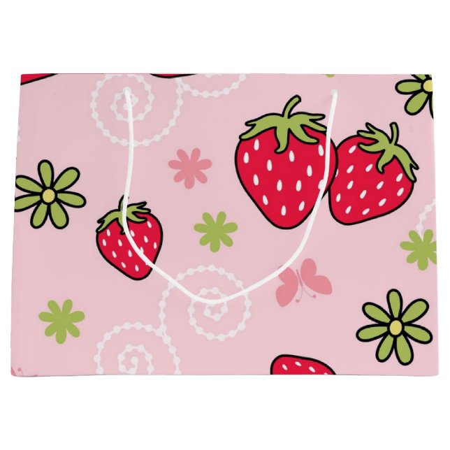 Strawberry pattern large gift bag (Front)