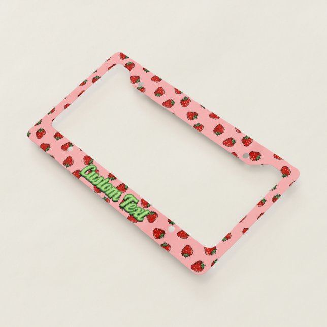 Strawberry Pattern License Plate Frame (3/4)