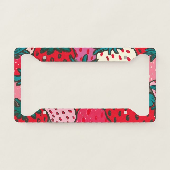 Strawberry Pattern License Plate Frame (Front)