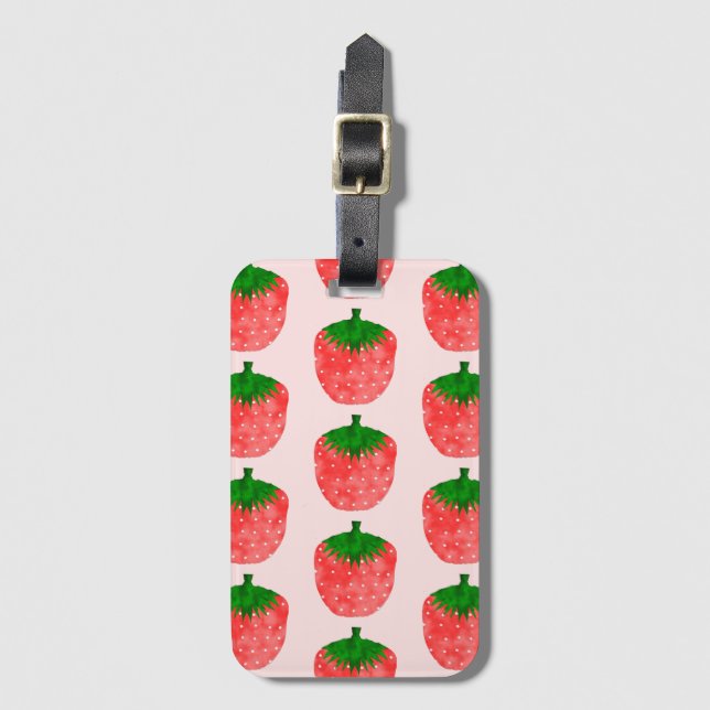 Strawberry Pattern Luggage Tag (Front Vertical)