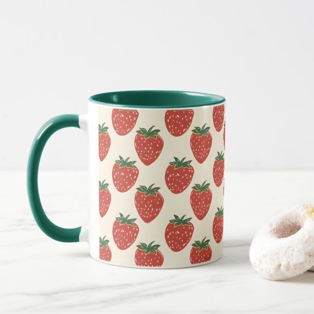 Strawberry pattern mug (With Donut)