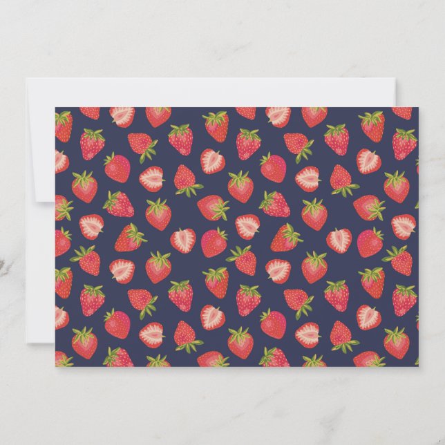 Strawberry pattern Name Note Card (Back)