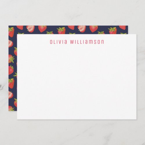 Strawberry pattern Name Note Card