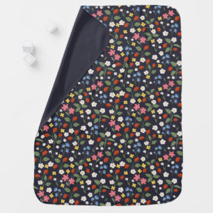 Strawberry pattern navy  baby blanket