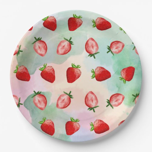 Strawberry pattern paper plate