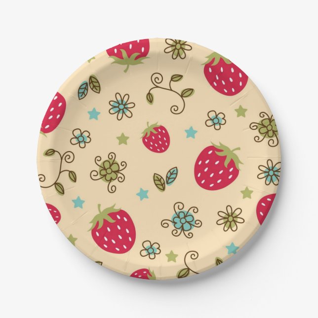 Strawberry pattern paper plates (Front)