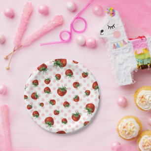 Strawberry Pattern Paper Plates