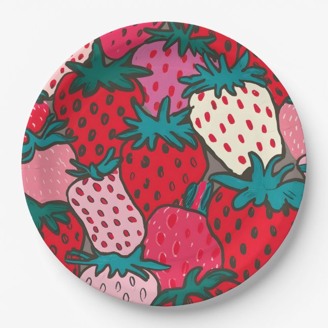 Strawberry Pattern Paper Plates (Front)
