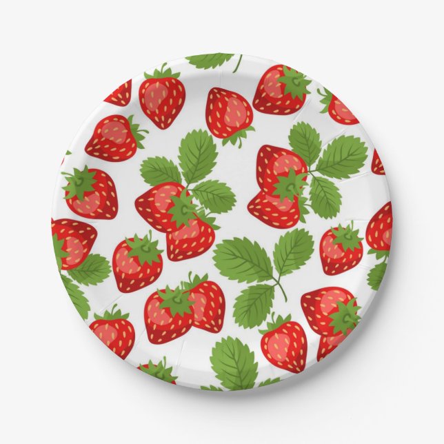 Strawberry pattern paper plates (Front)