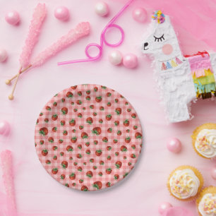 Strawberry Pattern Paper Plates