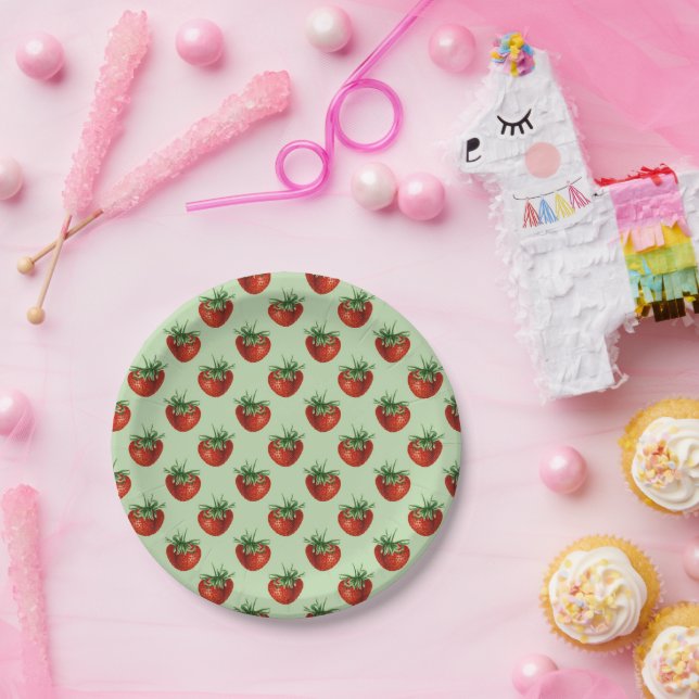Strawberry Pattern Paper Plates (Party)