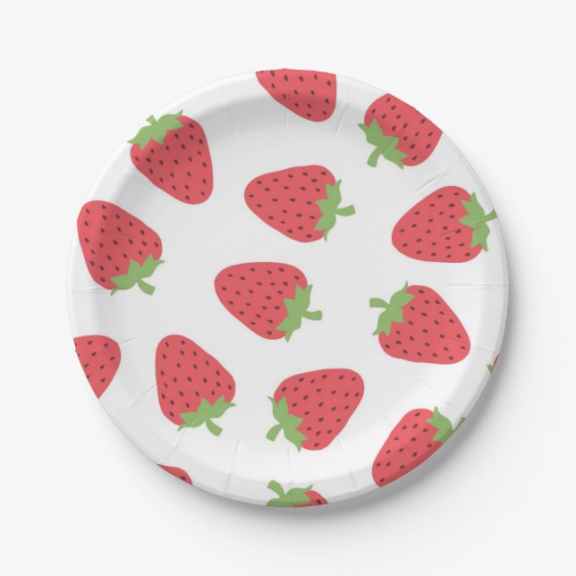 Strawberry pattern paper plates (Front)
