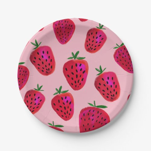 Strawberry Pattern Party Paper Plates