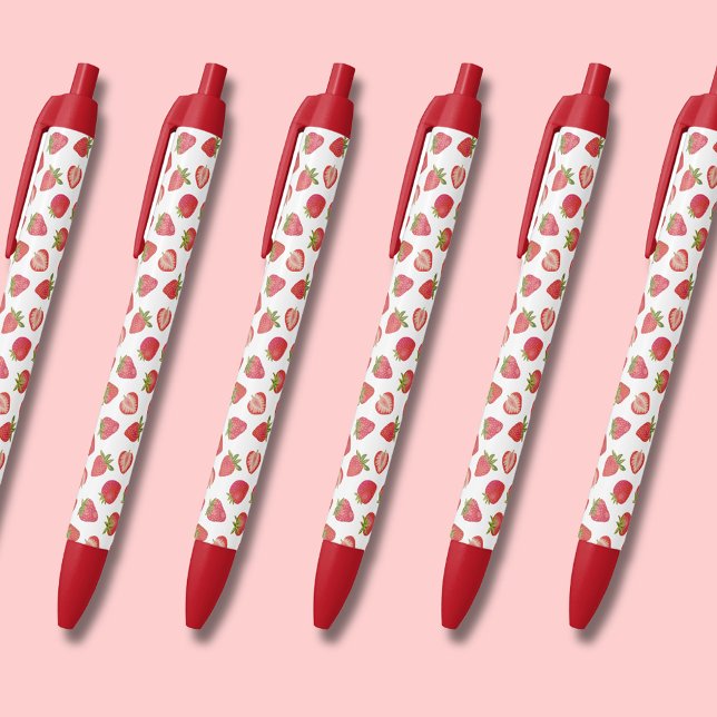Strawberry pattern pen (Cute strawberry pens, perfect for back to school, home office or kids party favors.)
