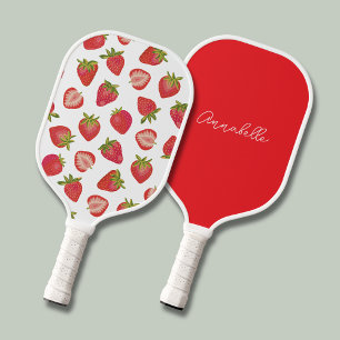 Strawberry pattern pickleball paddle