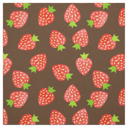 Strawberry Pattern Pretty Brown or Custom Color Fabric