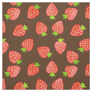Strawberry Pattern Pretty Brown or Custom Color Fabric
