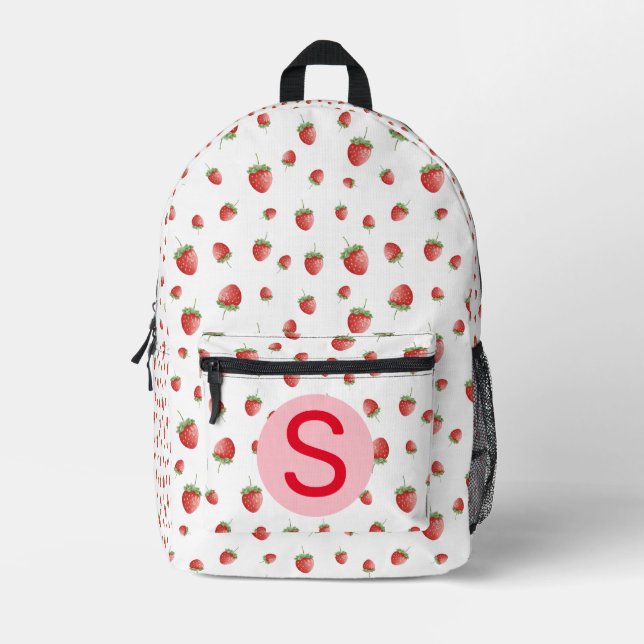Strawberry Pattern Printed Backpack (Front)