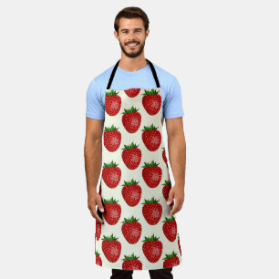 Strawberry Pattern, Red Strawberries, Fruit, Leaf Apron
