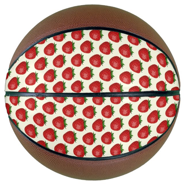 Strawberry Pattern, Red Strawberries, Fruit, Leaf Basketball (Front)