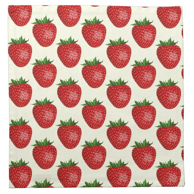 Strawberry Pattern, Red Strawberries, Fruit, Leaf Cloth Napkin (Front)