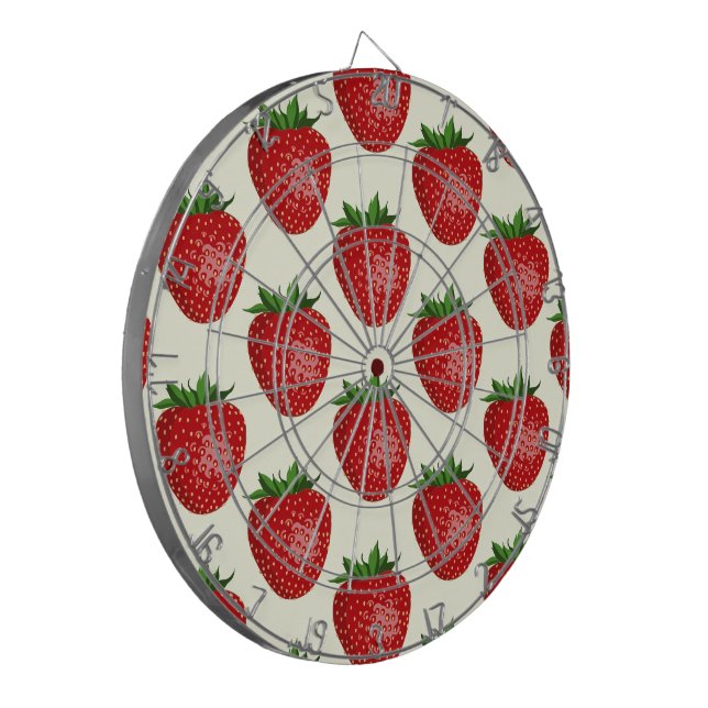 Strawberry Pattern, Red Strawberries, Fruit, Leaf Dart Board (Front Left)