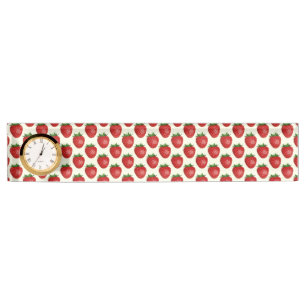 Strawberry Pattern, Red Strawberries, Fruit, Leaf Desk Name Plate