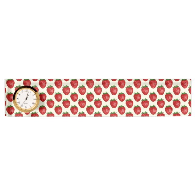 Strawberry Pattern, Red Strawberries, Fruit, Leaf Desk Name Plate (Front)
