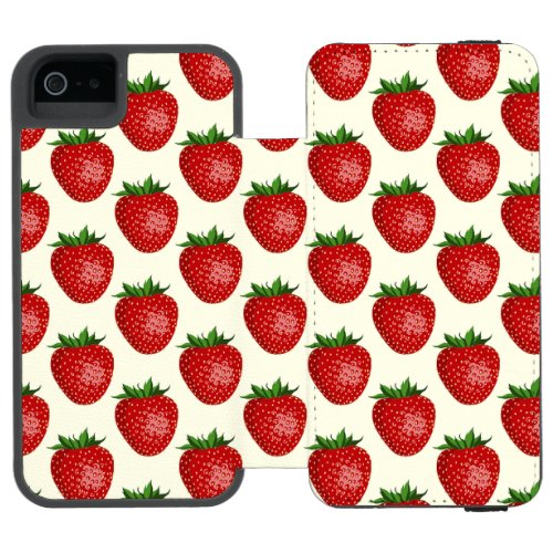 Strawberry Pattern Red Strawberries Fruit Leaf iPhone SE55s Wallet Case